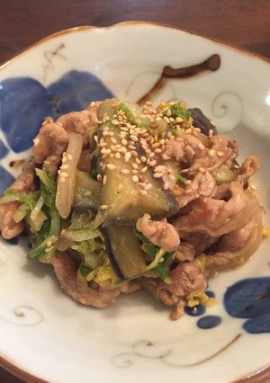 豚肉とナスと白菜の胡麻味噌炒め-レシピのメイン写真