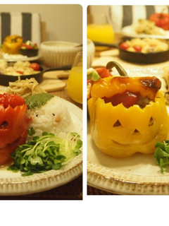 ハロウィン☆パプリカおばけ肉詰め☆-レシピのメイン写真