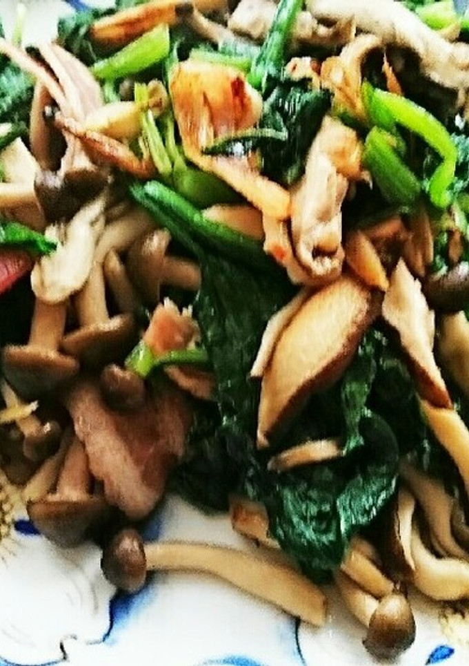ほうれん草ときのこの生姜バター炒め-レシピのメイン写真