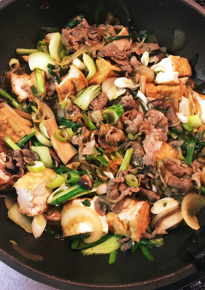 時短&簡単！青梗菜と厚揚げのすき焼き風-レシピのメイン写真