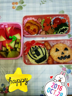 キャラ弁☆ハロウィン♥黒猫ジジ他-レシピのメイン写真