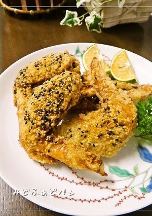 カラッと✿ダシダの手羽先胡麻唐揚げ-レシピのメイン写真