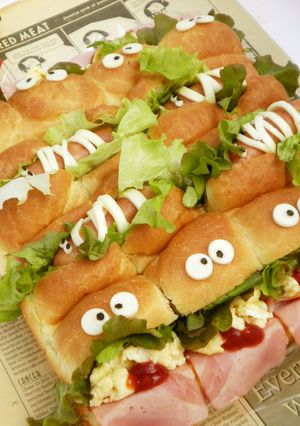 ちぎりパンでハロウィンサンドイッチ-レシピのメイン写真