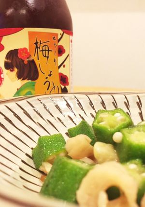 簡単！節約！鶏皮とオクラの梅醤油和え-レシピのメイン写真
