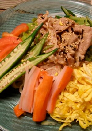 豚しゃぶ乗せた冷やし中華-レシピのメイン写真