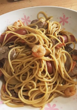 エビとお肉の和風パスタ-レシピのメイン写真