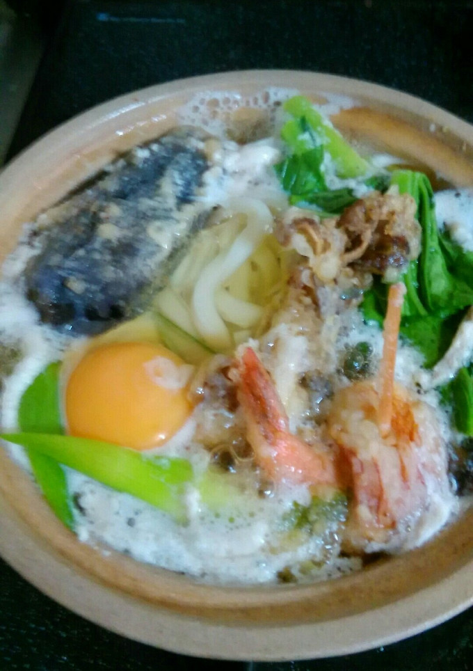 くばら｢あごだしつゆ｣で簡単鍋焼きうどん-レシピのメイン写真
