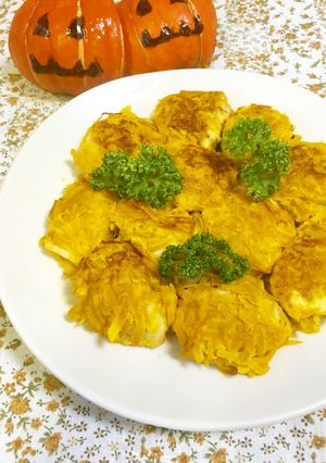 ハロウィン♪鶏胸肉のパンプキンピカタ-レシピのメイン写真