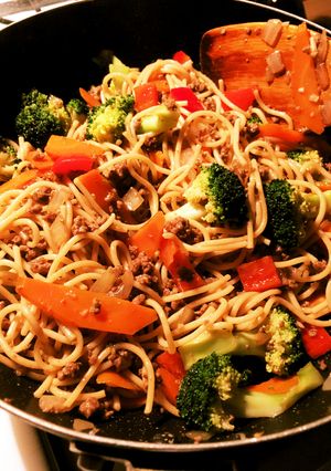 ひき肉と野菜のパスタ-レシピのメイン写真