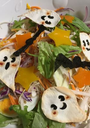 ハロウィンおばけサラダ-レシピのメイン写真