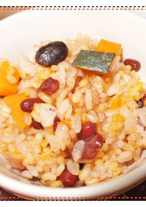 簡単★おいしい♪南瓜と小豆の炊き込みご飯-レシピのメイン写真