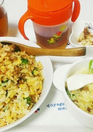 ママと一緒に納豆チャーハン-レシピのメイン写真