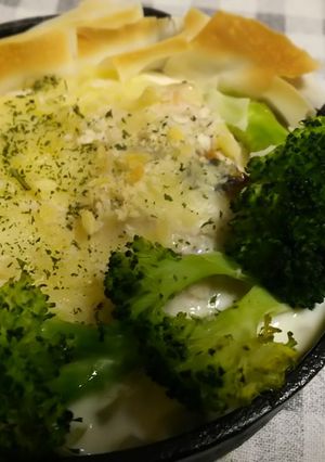 スキレットで❤ 鮭のホワイトソース焼き-レシピのメイン写真