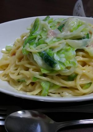 キャベツとベーコンのクリームパスタ-レシピのメイン写真