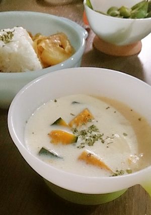 ごろっとかぼちゃの豆乳スープ♪-レシピのメイン写真