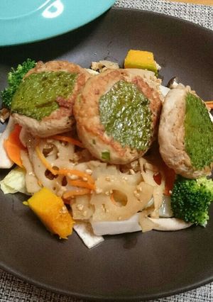 鶏つくねの温野菜サラダ-レシピのメイン写真
