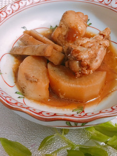 漬け汁の再利用鶏ウィングごぼう大根の煮物-レシピのメイン写真