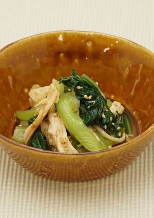 チンゲン菜とサラダチキンの梅わさび和え-レシピのメイン写真