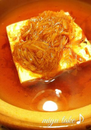 出汁豆腐のなめ茸乗せ♪麺つゆで♡-レシピのメイン写真