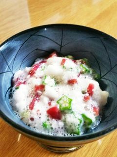 風邪予防!簡単!オクラと長芋の梅肉和え♥-レシピのメイン写真