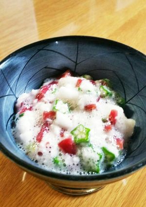 風邪予防！簡単！オクラと長芋の梅肉和え♥-レシピのメイン写真