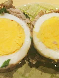 ゆでたまごのパクチー肉巻き-レシピのメイン写真