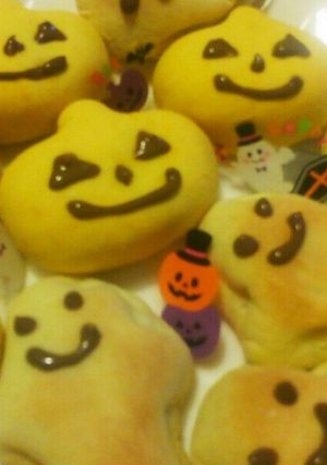 ハロウィン❤おばけかぼちゃ饅頭-レシピのメイン写真