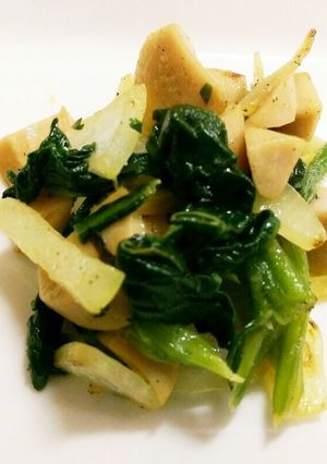 魚ニソ玉ねぎほうれん草炒め創味シャンタン-レシピのメイン写真
