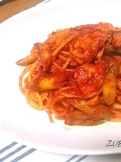 チキンとアスパラのトマトスパゲティ-レシピのメイン写真