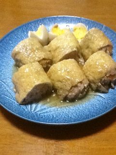 油揚げのひき肉詰め 甘辛煮【山芋入り】-レシピのメイン写真
