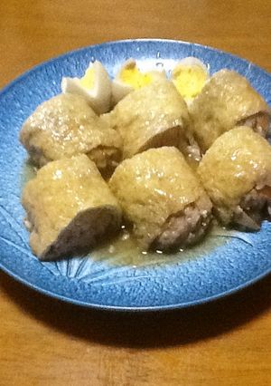 油揚げのひき肉詰め 甘辛煮【山芋入り】-レシピのメイン写真