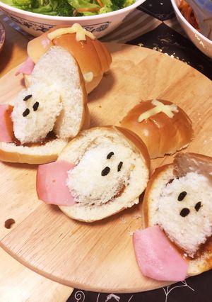 全部食べれる♪ハロウィンおばけの棺パン-レシピのメイン写真