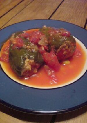 ピーマンのフアフア肉詰めトマト煮-レシピのメイン写真
