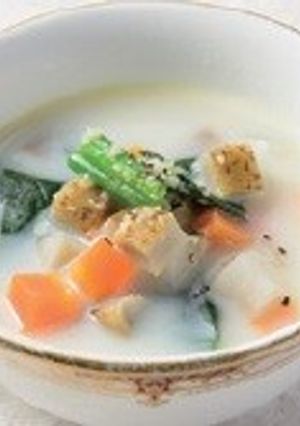 根菜とベーコンの豆乳スープ-レシピのメイン写真