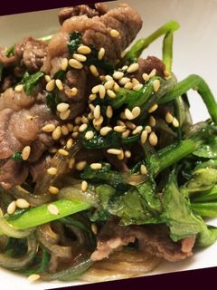 牛肉と春菊の春雨炒め-レシピのメイン写真
