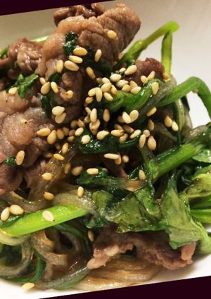 牛肉と春菊の春雨炒め-レシピのメイン写真