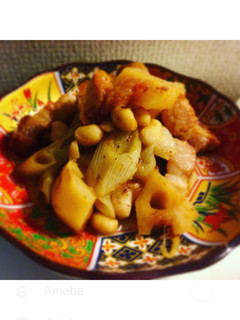栄養満点♡豚バラ蓮根と大豆の梅煮-レシピのメイン写真