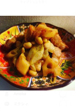 栄養満点♡豚バラ蓮根と大豆の梅煮-レシピのメイン写真