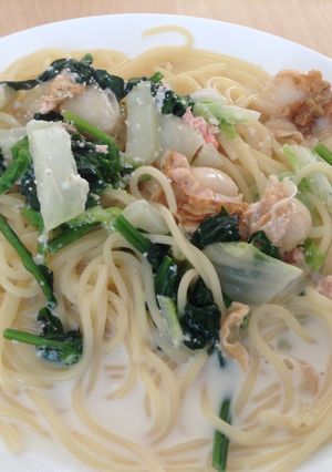 帆立と白菜のクリームパスタ-レシピのメイン写真