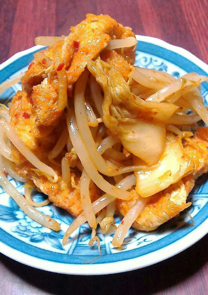 油揚げともやしのキムチ炒め-レシピのメイン写真