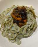 簡単、海苔の佃煮を使った洒落た￼パスタ