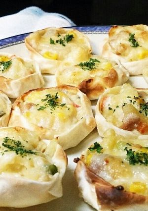 おもてなしに♪餃子の皮で カップグラタン-レシピのメイン写真