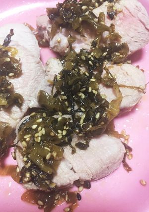 簡単な柔らか味噌煮豚 高菜添え-レシピのメイン写真