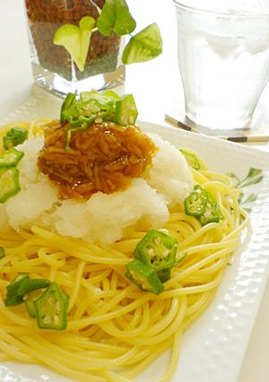 なめたけおろしの冷製ヘルシーパスタ-レシピのメイン写真