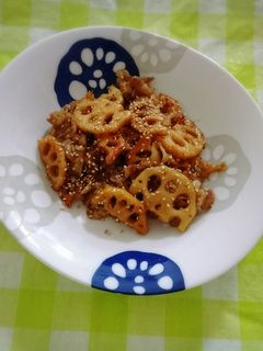 塩麹で♪豚肉と蓮根の照り焼き風甘辛炒め-レシピのメイン写真