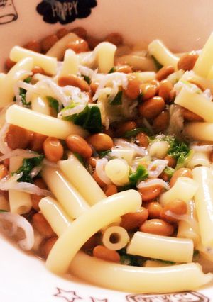 白菜としらすの納豆パスタ、離乳食-レシピのメイン写真