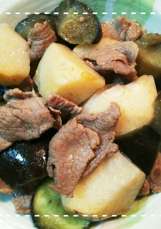 だしの素で簡単！里芋となすと豚肉の煮物-レシピのメイン写真