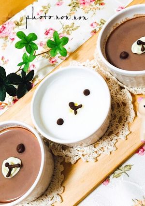 リラックマのミルクプリン&ココアプリン-レシピのメイン写真