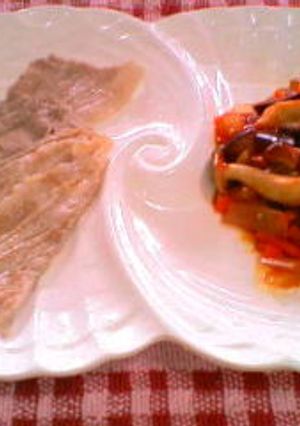 豚薄切り肉に５種の野菜を乗せて-レシピのメイン写真