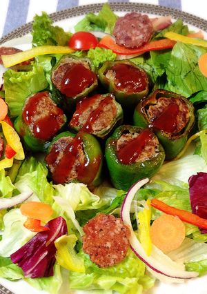 クリスマス★ピーマンの肉詰めBBQソース-レシピのメイン写真